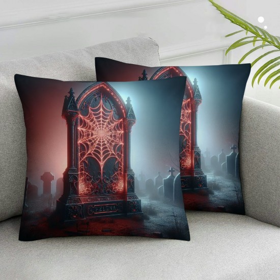 Ulloord Witch Hat Skull Throw Pillow Covers, School Decorative Pillow Covers Digital Printing for Couch Sofa Bed Invisible Zipper