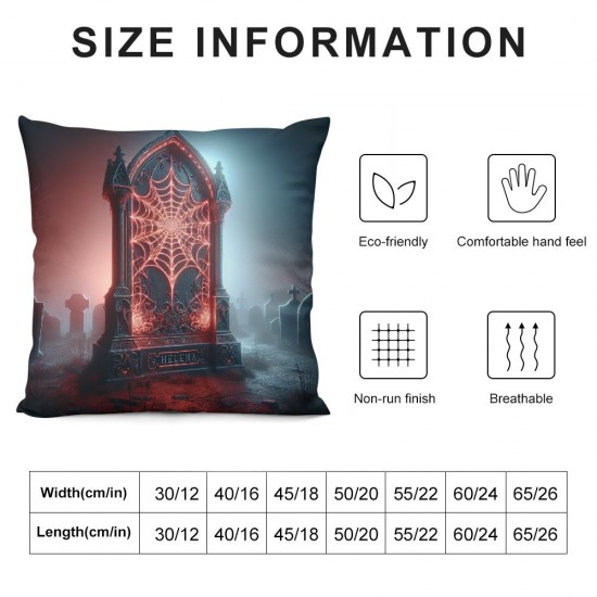 Ulloord Witch Hat Skull Throw Pillow Covers, School Decorative Pillow Covers Digital Printing for Couch Sofa Bed Invisible Zipper