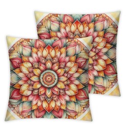 Ulloord Orange Sunflower Throw Pillow Covers, Abstract Decorative Pillow Covers Digital Printing Linen Blended for Couch Sofa Bed Invisible Zipper