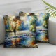 Ulloord Yellow Nature Landscape Throw Pillow Covers, Decorative Pillow Covers Digital Printing for Couch Sofa Bed Invisible Zipper