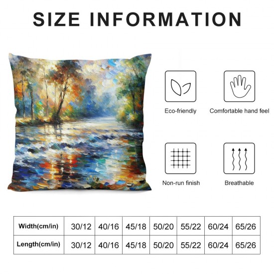 Ulloord Yellow Nature Landscape Throw Pillow Covers, Decorative Pillow Covers Digital Printing for Couch Sofa Bed Invisible Zipper