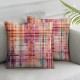 Ulloord Throw Pillow Covers,Pink Art Plaid Decorative Pillow Covers Digital Printing Linen Blended for Couch Sofa Bed Invisible Zipper