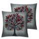 Ulloord  Modern Artwork Throw Pillow Covers,Stylized Tree Interior Abstract Red Black Decorative Pillow Covers Digital Printing Linen Blended for Couch Sofa Bed Invisible Zipper