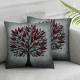 Ulloord  Modern Artwork Throw Pillow Covers,Stylized Tree Interior Abstract Red Black Decorative Pillow Covers Digital Printing Linen Blended for Couch Sofa Bed Invisible Zipper