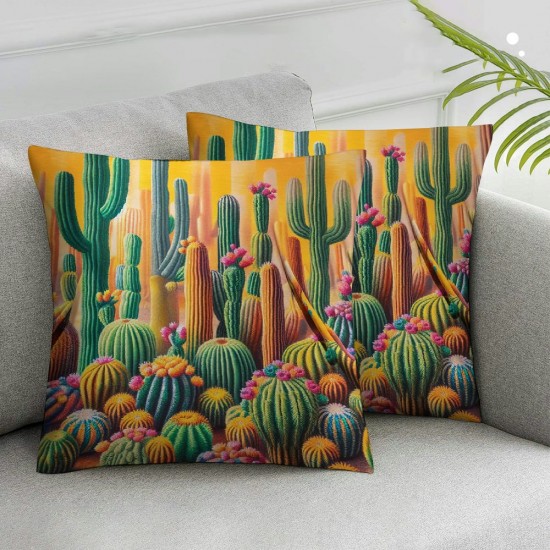 Ulloord Spring Summer Mexican Desert Cactus Throw Pillow Covers Realistic Botany Plants Outdoor Pillowcase Pillow Case Cover Decor Home Sofa Couch Chair