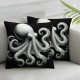 Ulloord Throw Pillow Covers Square Pillowcases for Home Decor Sofa Car Bedroom Watercolor Marine Animal Simple Black Background Painting Pillow Cases