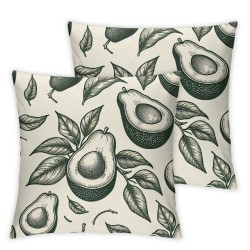 Ulloord Throw Pillow Covers Green Avocados Square Pillowcases for Home Decor Sofa Car Bedroom Palm Leaves Seamless Pattern Art Painting Pillow case