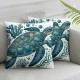 Ulloord Throw Pillow Covers Sea Ocean Life Themed Blue and Coral Design Square Pillowcase for Home Decor Sofa Car Bedroom Pillow case