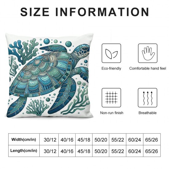 Ulloord Throw Pillow Covers Sea Ocean Life Themed Blue and Coral Design Square Pillowcase for Home Decor Sofa Car Bedroom Pillow case