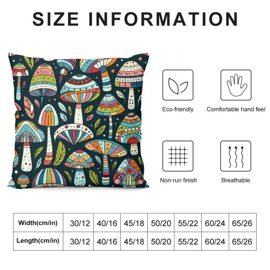 Ulloord Colorful Throw Pillow Covers Black Background Wild Plant Seamless Pattern Square Pillowcases for Home Decor Sofa Car Bedroom Pillow case