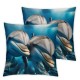 Ulloord Throw Pillow Covers Cute Playing on Blue Water Design Square Pillowcase for Home Decor Sofa Car Bedroom Pillow case