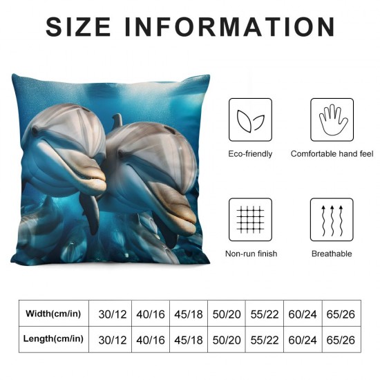 Ulloord Throw Pillow Covers Cute Playing on Blue Water Design Square Pillowcase for Home Decor Sofa Car Bedroom Pillow case