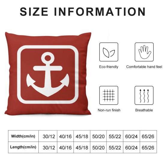 Ulloord Throw Pillow Covers White Boat Tool on Blue Red Background Square Pillowcases for Home Decor Sofa Car Bedroom Pillow case