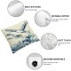 Ulloord Throw Pillow Covers Crane Bird Blue Sea Wave Flowers Design Square Pillowcase for Home Decor Sofa Car Bedroom Pillow case