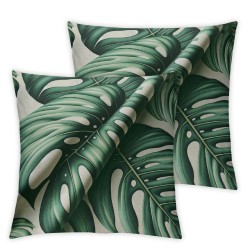 Ulloord Spring Summer Tropical Green Leaf Throw Pillow Covers Banana Leaves Pillowcases Hidden Zipper Home Sofa Cushion Decorative Pillowcase (PB-Green)