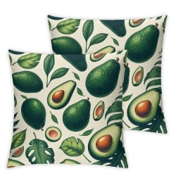 Ulloord Throw Pillow Covers Green Avocados Square Pillowcases for Home Decor Sofa Car Bedroom Palm Leaves Seamless Pattern Art Painting Pillow case