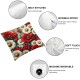 Ulloord Red Poppy Throw Pillow Covers Romantic Garden Flowers Red Poppies with White Daisies Insect Bee Design Pillow Cushion Cover Decor Outdoor Sofa