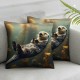 Ulloord Throw Pillow Covers Sea Otters in Water Nature Animal Design Square Pillowcase for Home Decor Sofa Car Bedroom Pillow case