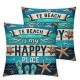 Ulloord Throw Pillow Covers Vintage Blue Wooden Plank Starfish Shell Beach Quote Design Square Pillowcase for Home Decor Sofa Car Bedroom Pillow case