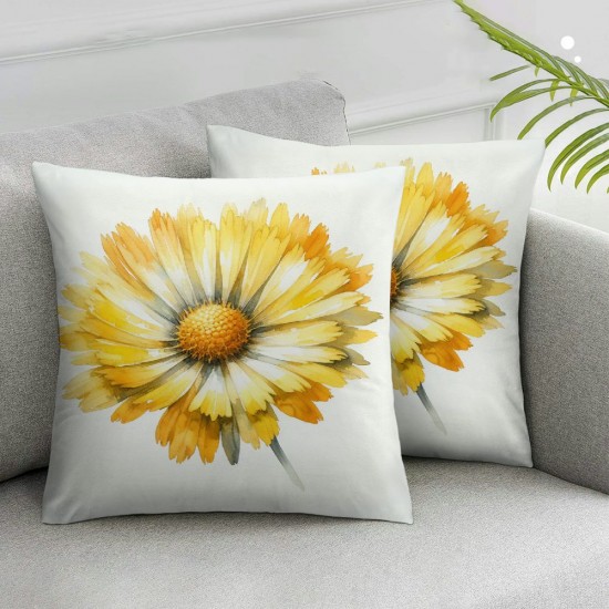 Ulloord Summer Pillow Covers Watercolor Daisy Throw Pillow Covers Summer Yellow Outdoor Décor Cushion Case Decoration for Home Couch Chair Sofa