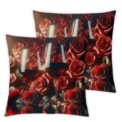 Ulloord Throw Pillow Covers Red Wine Glass with Red Rose Black Design Square Pillowcase for Home Decor Sofa Car Bedroom Pillow case