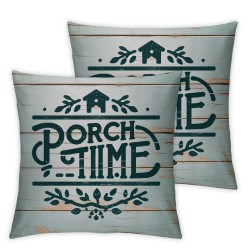 Ulloord Summer Retro Outdoor Throw Pillow Covers Welcome to Our Porch Sign and Breathe Letter Decor Pillow Covers for Garden Hammock Chair Sofa