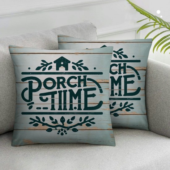 Ulloord Summer Retro Outdoor Throw Pillow Covers Welcome to Our Porch Sign and Breathe Letter Decor Pillow Covers for Garden Hammock Chair Sofa