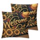 Ulloord Oil Painting Sunflowers Decor Throw Pillow Covers Colorful Vintage Flower Blooming Welcome Word Standard Cushion Case Cover Decor Home Sofa Chair