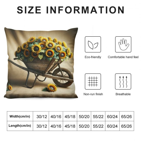 Ulloord Sunflower Pillow Cover Blue Yellow Decorative Throw Pillow Case Outdoor Sofa Blue Buffalo Plaid Home Decor for Summer Fall Spring