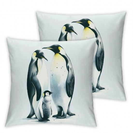 Ulloord Cute Penguins Throw Pillow Covers Hand Drawn Cute Animal Art Design Square Pillowcases for Home Decor Sofa Car Bedroom Pillow case