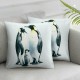 Ulloord Cute Penguins Throw Pillow Covers Hand Drawn Cute Animal Art Design Square Pillowcases for Home Decor Sofa Car Bedroom Pillow case