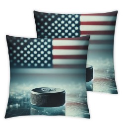 Ulloord Throw Pillow Covers, Vintage Hockey Sport Pattern  USA Flag Patriotic Pillow Cases Cushion Cover Home Car Bed Decorative Pillowcase Gift (Hockey Sport)