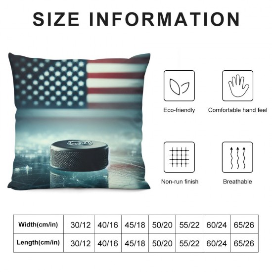 Ulloord Throw Pillow Covers, Vintage Hockey Sport Pattern  USA Flag Patriotic Pillow Cases Cushion Cover Home Car Bed Decorative Pillowcase Gift (Hockey Sport)