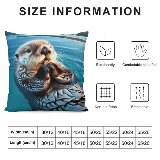 Ulloord Throw Pillow Covers Sea Otters in Water Nature Animal Design Square Pillowcase for Home Decor Sofa Car Bedroom Pillow case