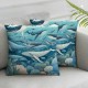 Ulloord Throw Pillow Covers Nature Sea Coral Blue Design Square Pillowcase for Home Decor Sofa Car Bedroom Pillow case