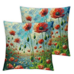 Ulloord Throw Pillow Covers Red Flower Heart Wreath Poppy Sping Floral Square Pillowcase for Home Decor Sofa Car Bedroom Pillow case