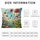 Ulloord Throw Pillow Covers Red Flower Heart Wreath Poppy Sping Floral Square Pillowcase for Home Decor Sofa Car Bedroom Pillow case