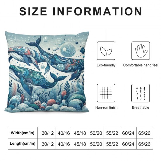 Ulloord Throw Pillow Covers Nature Coral Blue Design Square Pillowcase for Home Decor Sofa Car Bedroom Pillow case