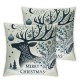 Ulloord Throw Pillow Covers Merry Christmas Square Pillowcases for Home Decor Sofa Car Bedroom Blue Pillow Cases