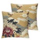 Ulloord Throw Pillow Covers Elegant Flying White Cranes Square Pillowcases for Home Decor Sofa Car Bedroom Abstract Japanese Floral Wave Animal Bird Design Pillow Cases