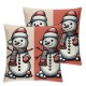 Ulloord Throw Pillow Covers Christmas Decorations Square Pillowcases for Home Decor Sofa Car Bedroom Cute Snowman in Santa Hat Design Pillow Cases