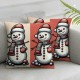 Ulloord Throw Pillow Covers Christmas Decorations Square Pillowcases for Home Decor Sofa Car Bedroom Cute Snowman in Santa Hat Design Pillow Cases