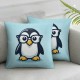 Ulloord Throw Pillow Covers Wearing Black Glasses Square Pillowcases for Home Decor Sofa Car Bedroom Animal Blue Background Creative Painting Pillow Cases