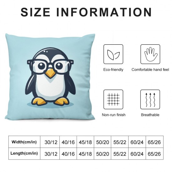 Ulloord Throw Pillow Covers Wearing Black Glasses Square Pillowcases for Home Decor Sofa Car Bedroom Animal Blue Background Creative Painting Pillow Cases