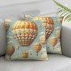 Ulloord Throw Pillow Covers Colorful Hot Air Balloon Square Pillowcases for Home Decor Sofa Car Bedroom Background Watercolor Painting Pillow Cases