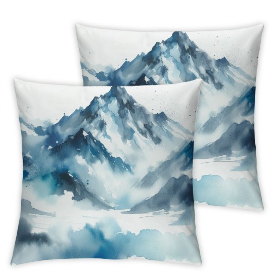 Ulloord Navy Blue Mountain Throw Pillow Covers, Decorative Pillow Covers Digital Printing Linen Blended for Couch Sofa Bed Invisible Zipper