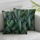 Ulloord Pillow Case, Summer Exotic Jungle Plant Leaves Banana Leaves Cushion Cover Square Home Decorative Throw Pillow Case White Black Green