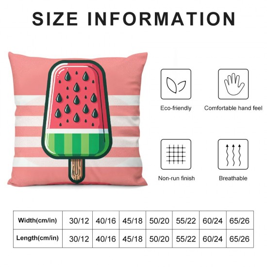 Ulloord  Throw Pillow Covers Decorative Summer Fruits Theme Pink Cartoon Watermelon Square Cushion Cover Throw Pillow Case for Home Live Room (Pink Cartoon Watermelon)