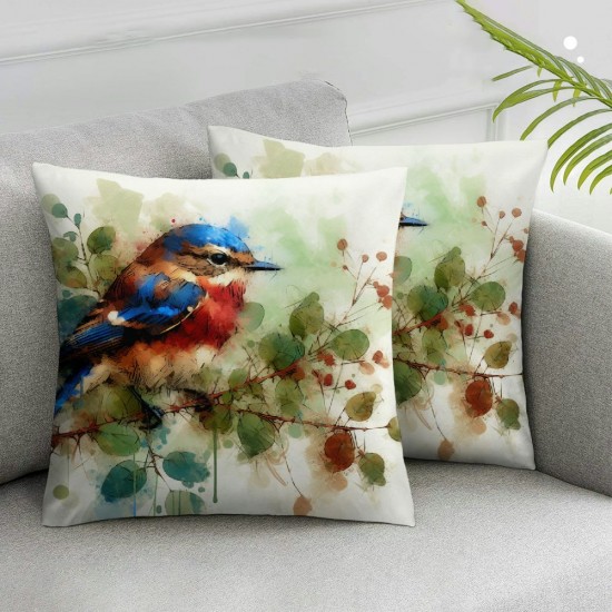 Ulloord Throw Pillow Covers Cute Bird Sitting on The Tree Branch Pillow Case Cushion Cover Decor for Home Sofa