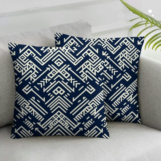 Ulloord Home Sofa Decorative Throw Pillow Cover Mud Cloth Inspired Black Case Mountain Stripes Pillow Cushion Case Cover Pillow Case for Chair (NM-Blue)